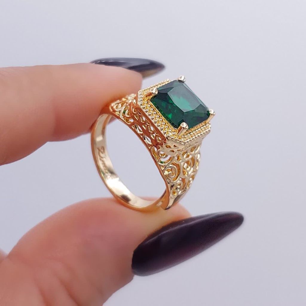 انگشتر نگین سبز طرح طلا کد 2943 - خرید آنلاین از گالری آداس